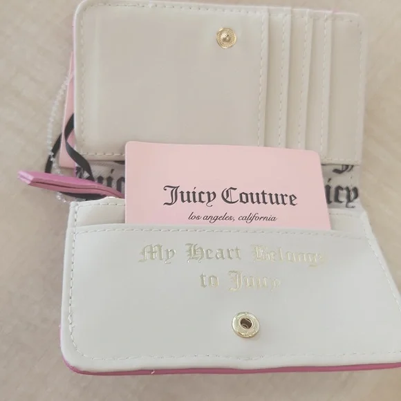 Juicy Couture Pink Heart Charm Wallet Small Cards And Money Organazer Logo Case - Picture 6 of 13